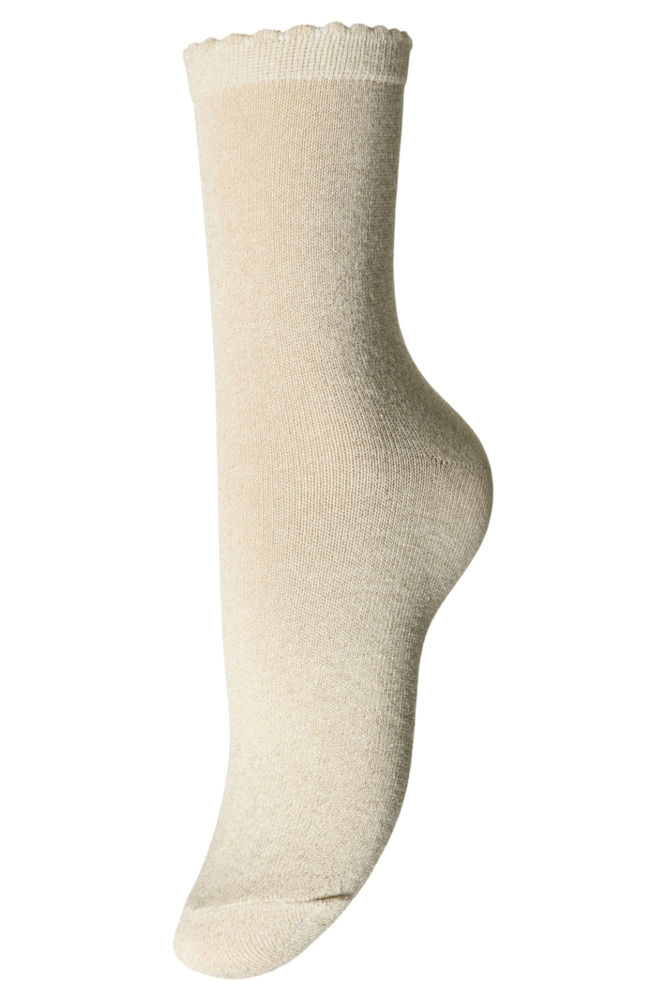 PCSEBBY GLITTER LONG SOCKS NOOS BC 17078534 Birch/GOLD COLOR